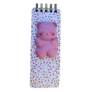 New Pink Long Lined Ocs Designs Spiral Notebook W/ Squishy Bear Gift Birthday